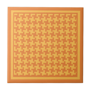 Ceramic Tile, Orange Dogstooth Check Tile