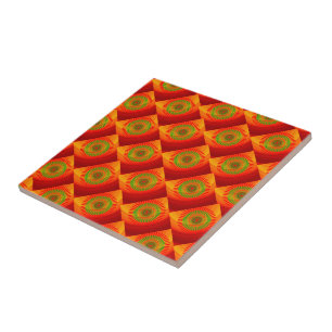 Ceramic Tile Orange Green Circular