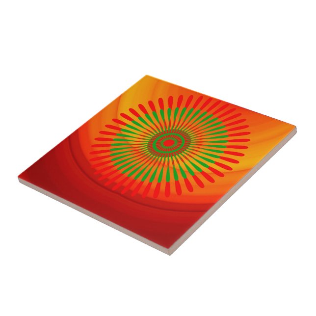 Ceramic Tile Orange Green Circular (Side)