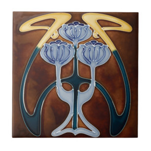 Ceramic Tile Peonies Light Blue Flowers