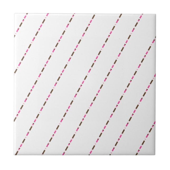 Ceramic Tile Pink Brown White Stripe (Front)