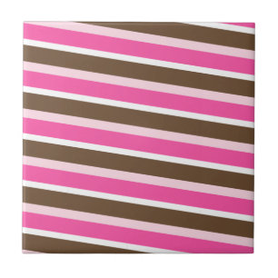 Ceramic Tile Pink Brown White Stripe