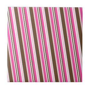 Ceramic Tile Pink Brown White Stripe