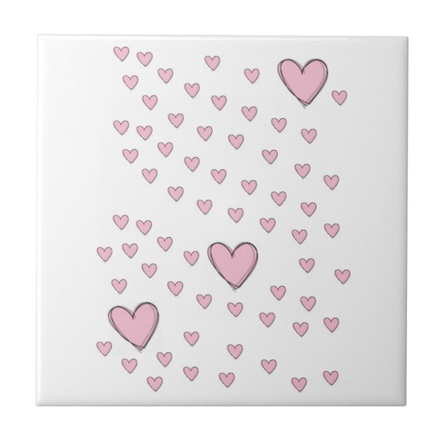 Ceramic Tile Pink Hearts Love  (Front)