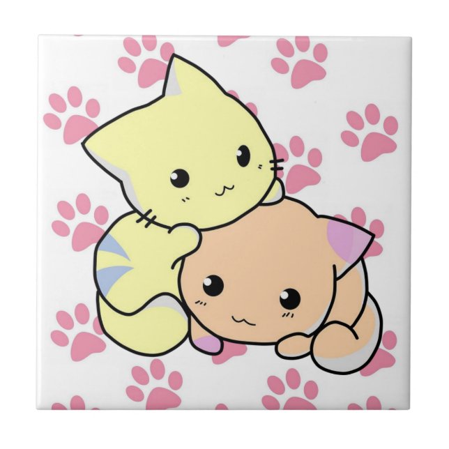 Ceramic Tile Pink Paws Animal Shelter Cats Dogs (Front)