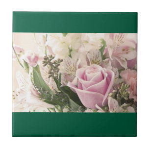 Ceramic Tile Pink Rose Floral