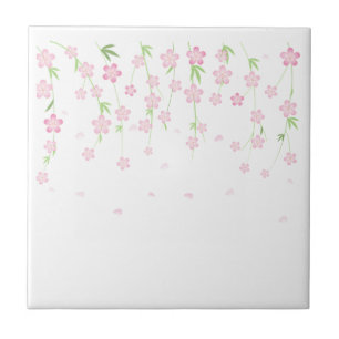 Ceramic Tile Pink & White Flowers Floral