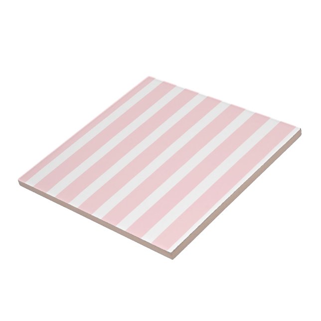 Ceramic Tile Pink & White Stripe (Side)