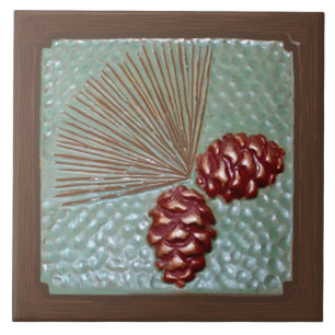 Ceramic Tile Ponderosa Pinecone green and copper