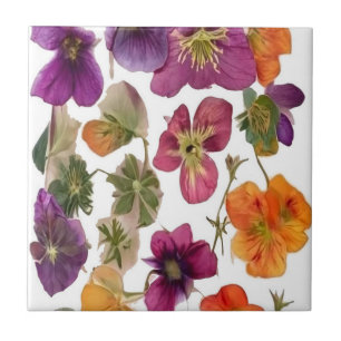 Ceramic Tile - Pretty Pressed Flowers