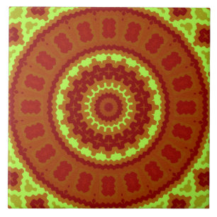 Ceramic Tile- Red and Green Kaleidoscope Design Tile