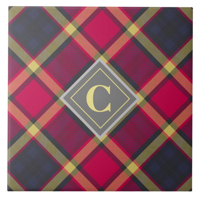 Ceramic Tile - Scottish Tartan Initial (Front)