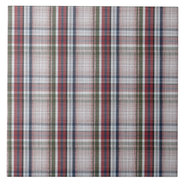 Ceramic Tile - Scottish Tartan Red Blue Green (Front)