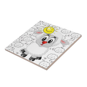Ceramic Tile Sheep Sun Clouds