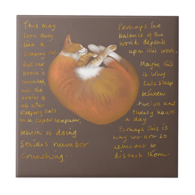 Ceramic tile showing sleeping cat (Front)