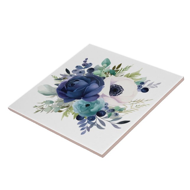 Ceramic Tile/Trivet-Floral Tile (Side)
