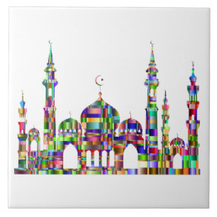 Ceramic Tile Trivet w/colourful prism mosque