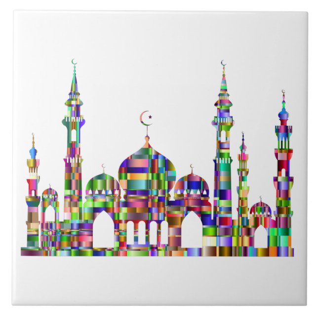 Ceramic Tile Trivet w/colourful prism mosque desig (Front)