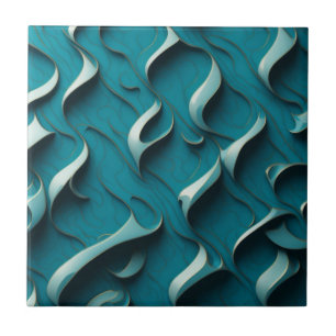 Ceramic Tile " Turquoise Waves" 