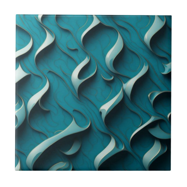 Ceramic Tile " Turquoise Waves"  (Front)