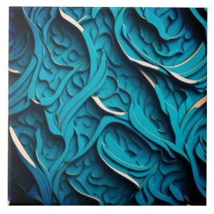 Ceramic Tile " Turquoise Waves IV"