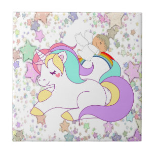 Ceramic Tile Unicorn Angel Stars