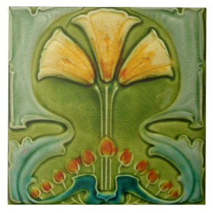 Ceramic Tile - Vintage Floral Art Nouveau