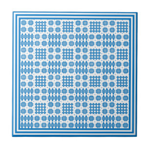 Ceramic Tile: Welsh Tapestry Pattern, Bright Blue Tile