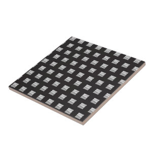 Ceramic Tile White and Black Plaid Square