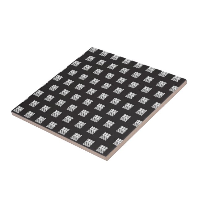 Ceramic Tile White and Black Plaid Square (Side)