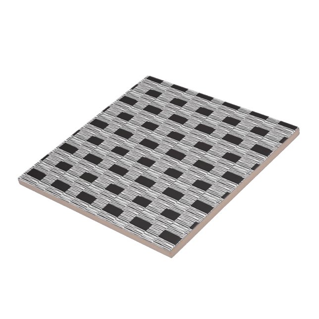 Ceramic Tile White and Black Plaid Square (Side)