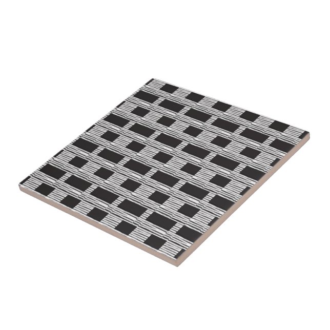 Ceramic Tile White and Black Plaid Square (Side)