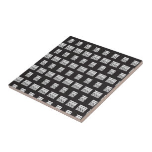 Ceramic Tile White and Black Plaid Square