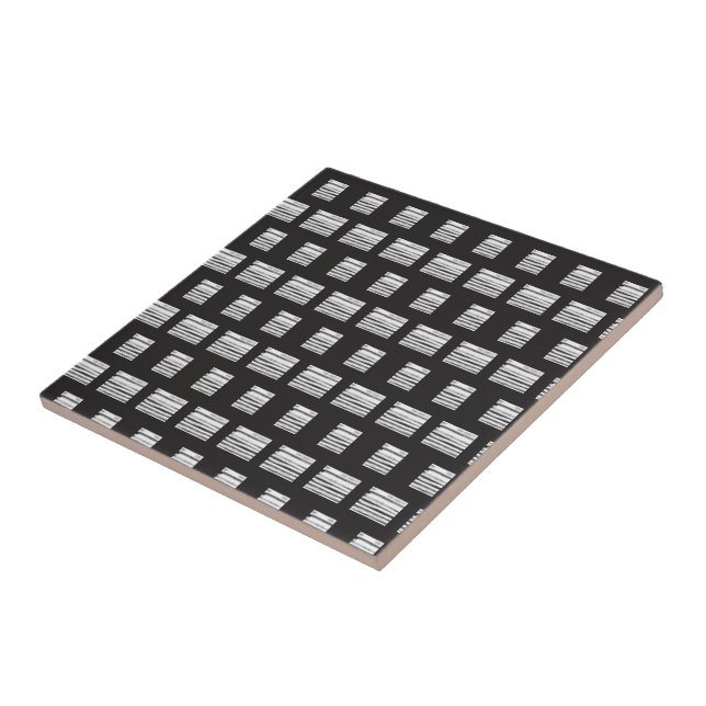 Ceramic Tile White and Black Plaid Square (Side)