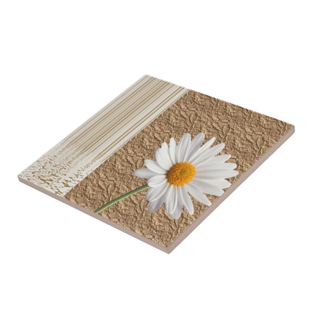 Ceramic Tile White Daisy Floral (Side)
