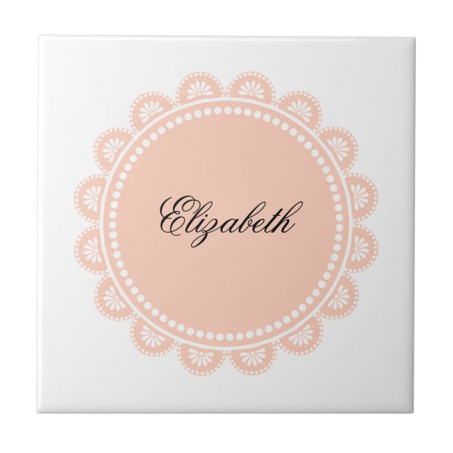 Ceramic Tile White Pink Lace (Front)