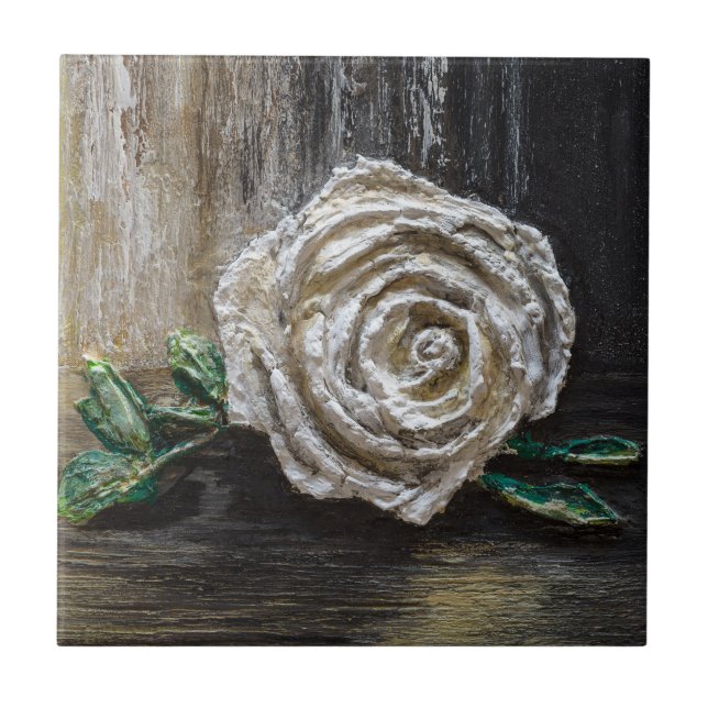 Ceramic Tile - White Rose (Front)