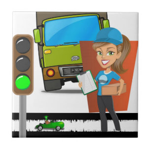 Ceramic Tile White Traffic Light Delivery Driver