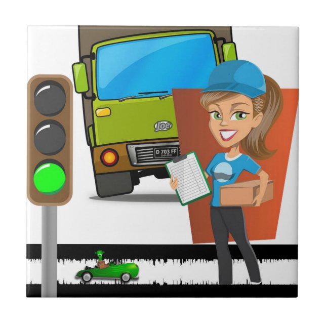 Ceramic Tile White Traffic Light Delivery Driver (Front)