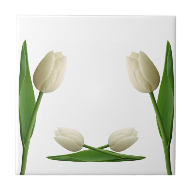 Ceramic Tile White Tulips Floral (Front)