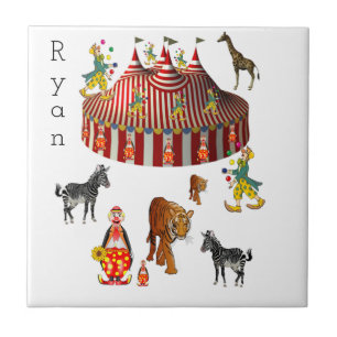 Ceramic Tile White Zoo Circus