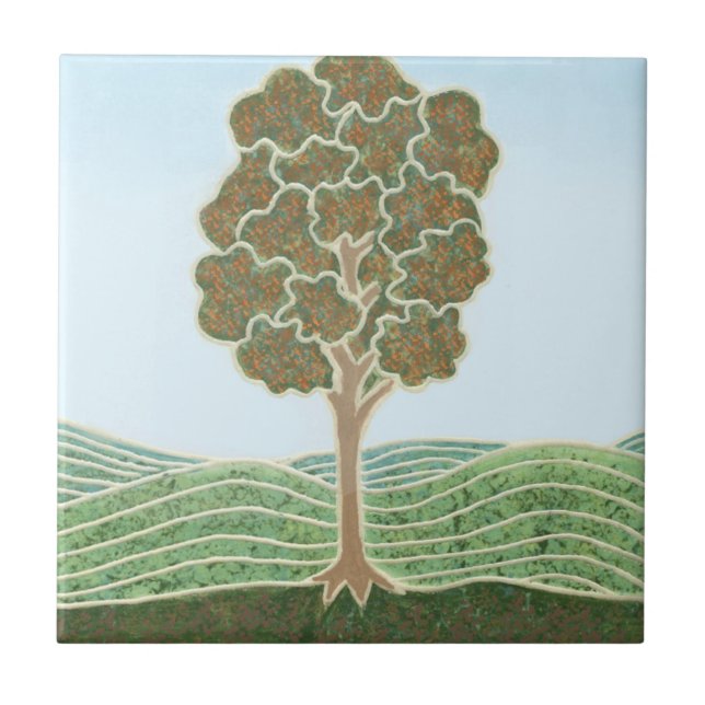 Ceramic tile with Autumn Tree image (Front)