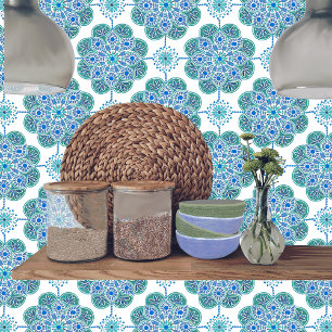 Ceramic Tile with blue and green pattern