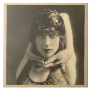 Ceramic tile with face of Vintage Dancer