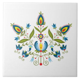 Ceramic tile with polish pattern folk