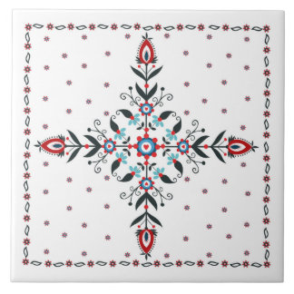 Ceramic tile with polish pattern folk