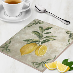 Ceramic Tile with Vintage Lemons