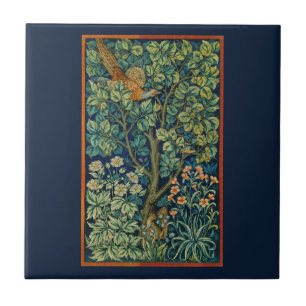 CERAMIC TILE WITH WILLIAM MORRIS PHEASANT DESIGN