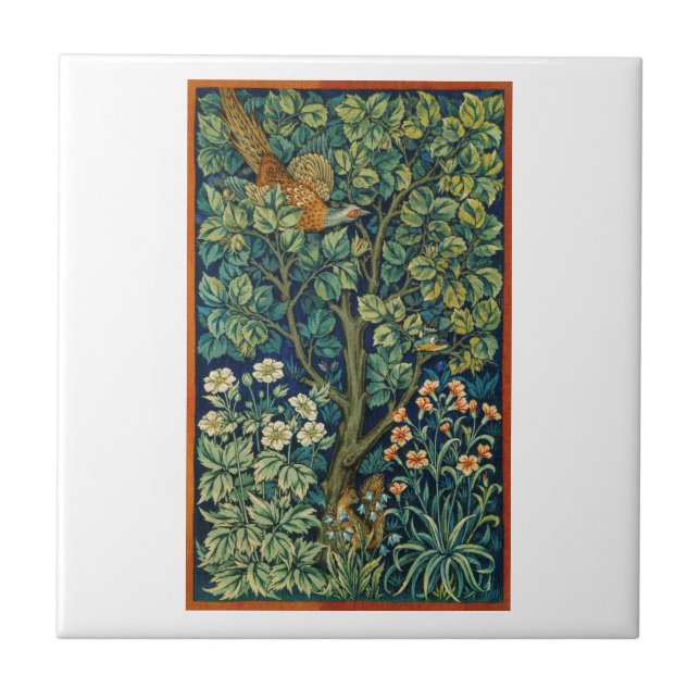 CERAMIC TILE WITH WILLIAM MORRIS PHEASANT DESIGN (Front)