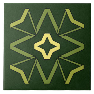 Ceramic Tile- Yellow and Green Textured Pattern Tile